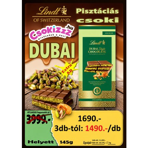 Lindt Dubai Style tejcsokoládé táblás 145g 