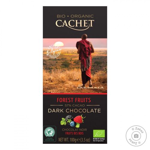 Cachet bio étcsokoládé tábla 57%-erdei gyümölcs 100g 416086