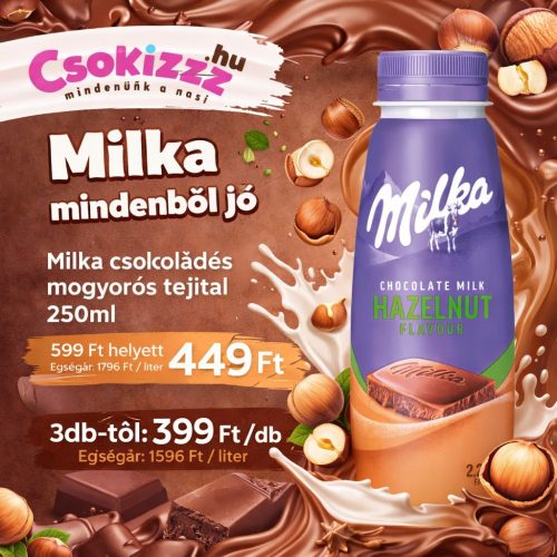 Milka csokoládés mogyorós tejital UHT 250ml 