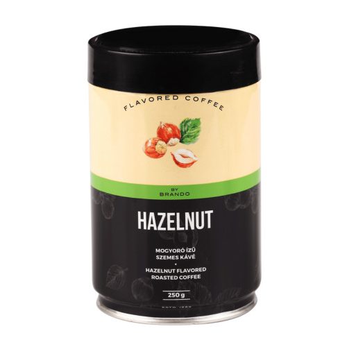 Caffe Brando Nord Hazelnut pörkölt mogyoró ízesítésű szemes kávé díszdobozban 250g