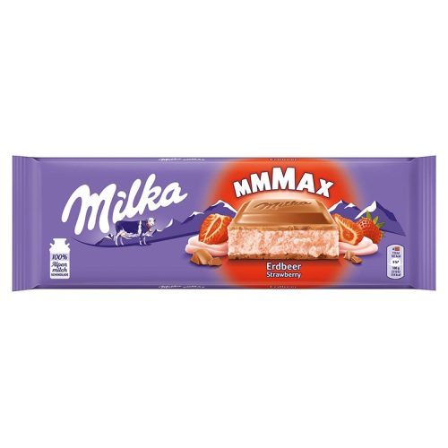 Milka Mmmax alpesi tejcsokoládé eperízű töltelékkel 300 g