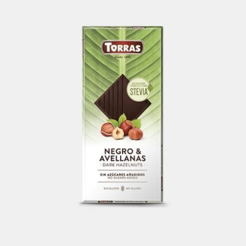 Torras Mogyorós étcsokoládé tábla-Édesítőszerrel 125g