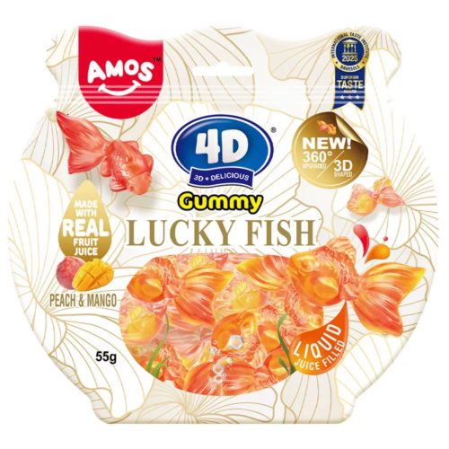 Amos 4D Lucky Fish gumicukor őszibarack-mangó 55g