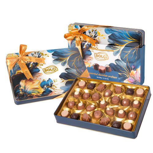 Bolci fémdobozos green floral válogatás táskával 250g ECH345