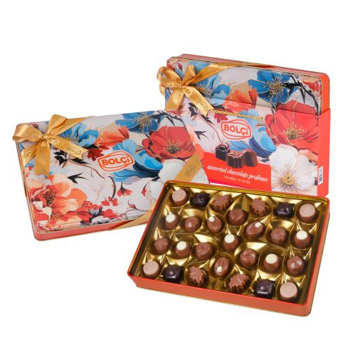 Bolci fémdobozos orangefloral válogatás táskával 250g ECH345