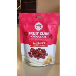   Elit Fruit Cube fehércsokoládés és étcsokoládés málnazselés kocka 120g