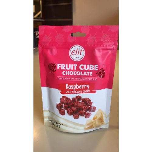 Elit Fruit Cube fehércsokoládés és étcsokoládés málnazselés kocka 120g